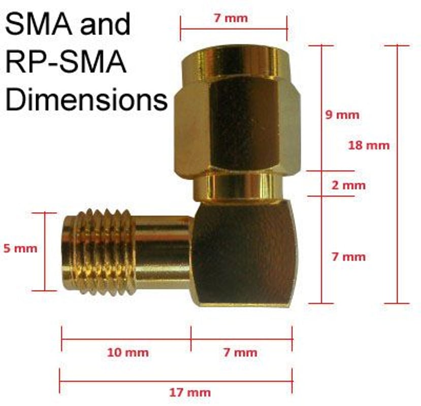 RP-SMA Connector Dimensions