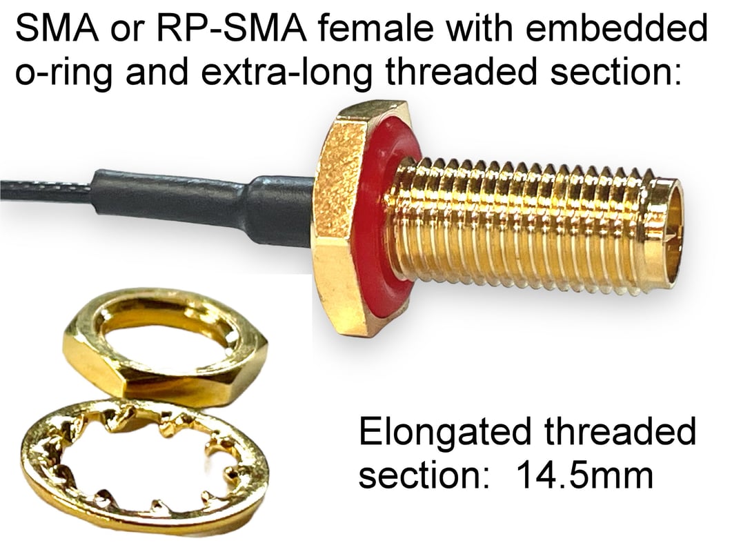 SMA-female with long threaded section and embedded o-ring