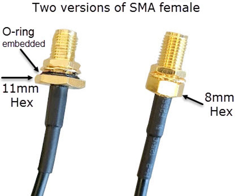 SMA-female bulkhead with embedded o-ring